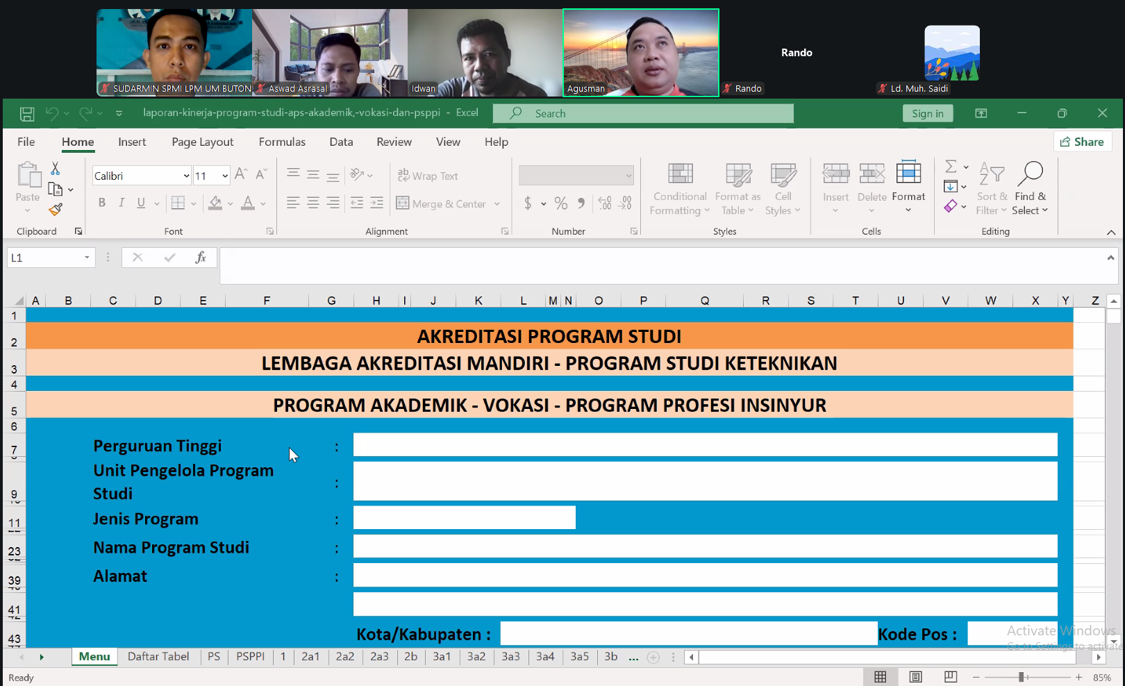 Lembaga Penjaminan Mutu Dampingi Pengisian LKPS Program Studi Teknik Sipil Universitas Muhammadiyah Buton