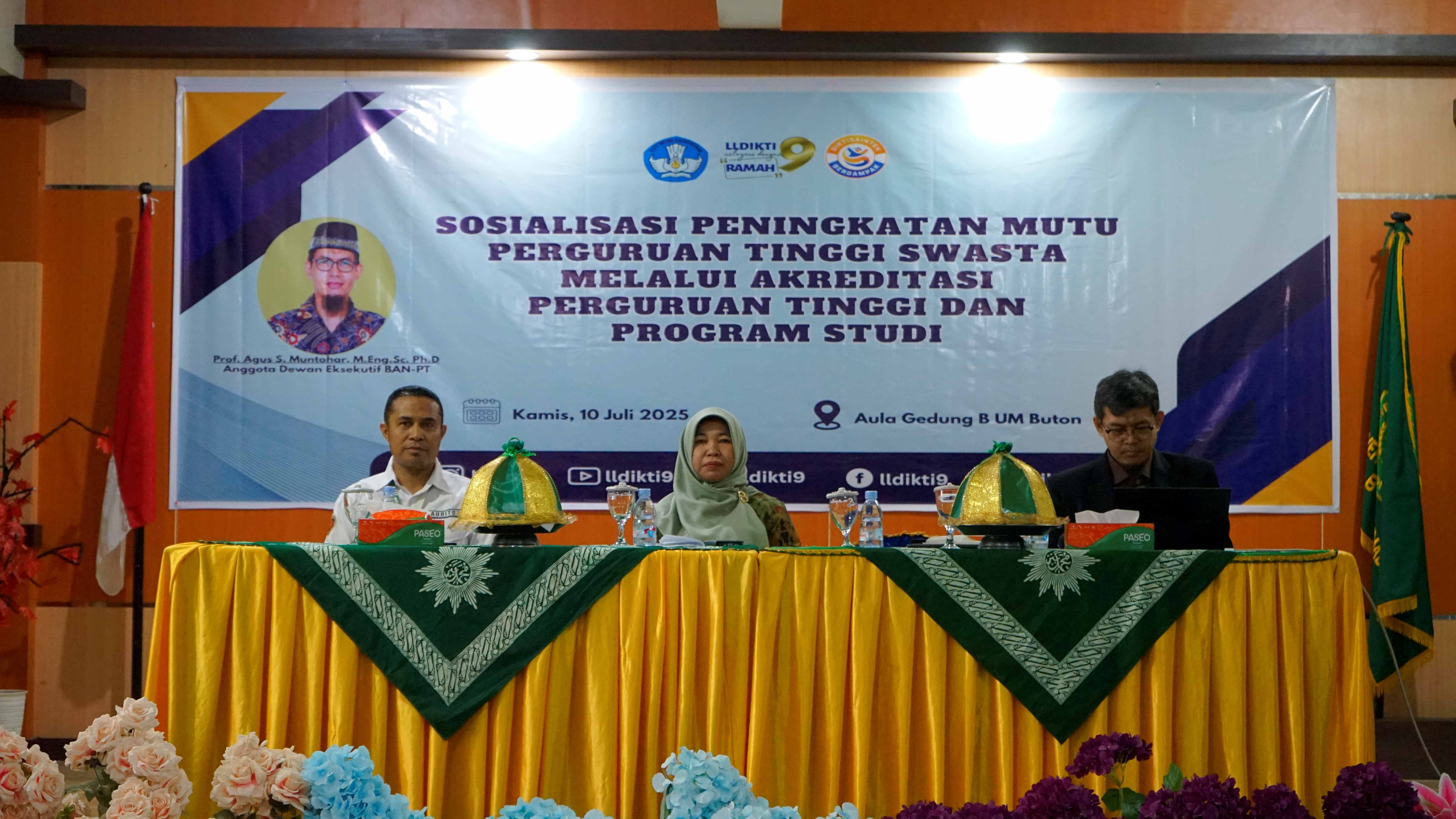 Lembaga Penjaminan Mutu Universitas Muhammadiyah Buton Menyelenggarakan Kegiatan Sosialisasi Peningkatan Mutu Perguruan Tinggi Swasta Melalui Akreditasi Perguruan Tinggi dan Program Studi 